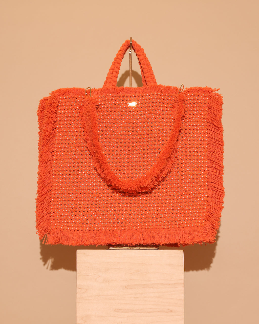 Prada orange raffia tote